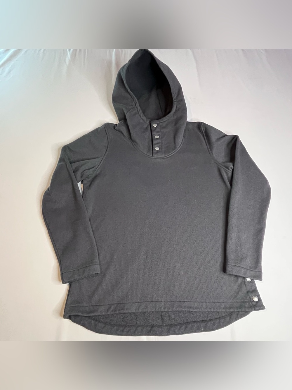 Women’s The North Face Hooded Pullover Sweatshirt with Snaps- Charcoal Gray